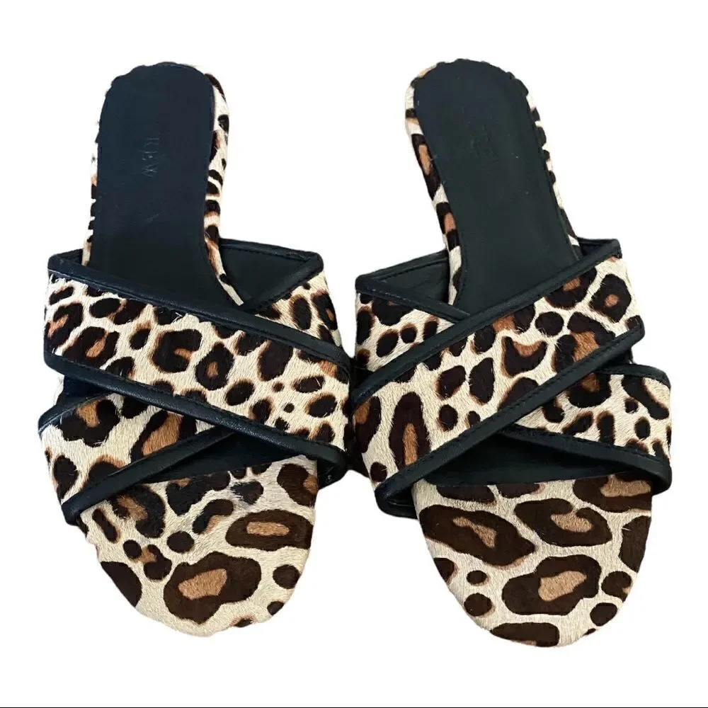 J. Crew | Cora Leopard Criss Cross  Sandals | 8